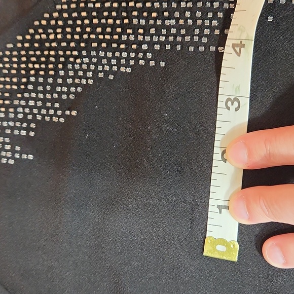 $5☃️Alfani Black Bead Accent Vneck Sheer Sleeves S Flouncy Elastic Waist Hem - Picture 9 of 14
